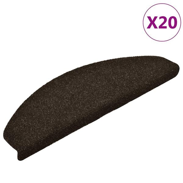vidaXL Stair Mats Self-adhesive 20 pcs 65x21x4 cm Dark Brown Half Round Large