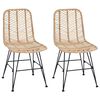 vidaXL Dining Chair 2 pcs Rattan and Iron Natural 44 x 54.5 x 85 cm