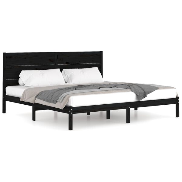 vidaXL Bed Frame without Mattress Black 200x200 cm Solid Wood Pine