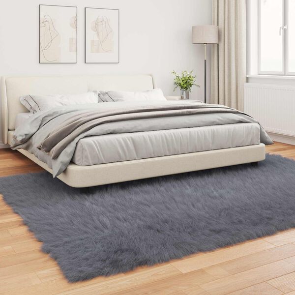 vidaXL Faux Sheepskin Rug Tafalla Anthracite 240 x 340 cm Polyester