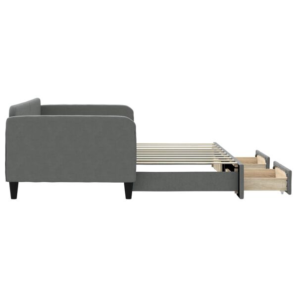 vidaXL Daybed with Trundle&Drawers without Mattress Dark Grey 90x190 cm Single