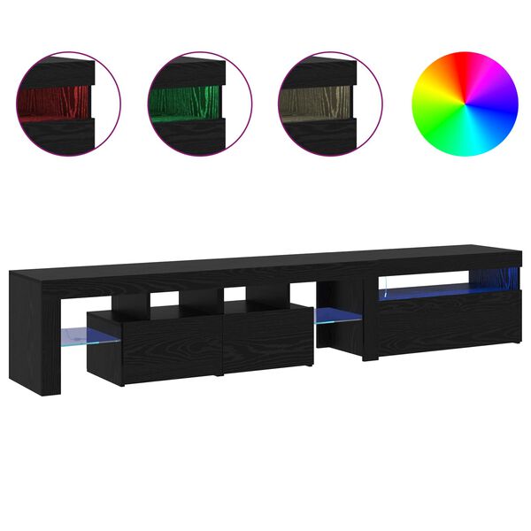 vidaXL TV Cabinet 2 pcs Black Oak 215 x 37 x 40 cm Engineered Wood