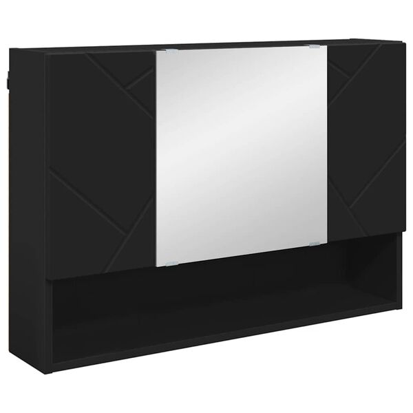 vidaXL Mirror Cabinet with Door Black 80 x 17 x 55 cm Engineered Wood