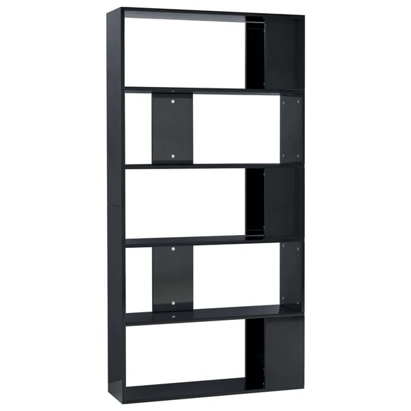 vidaXL Book Cabinet/Room Divider High Gloss Black 80x24x159 cm Engineered Wood