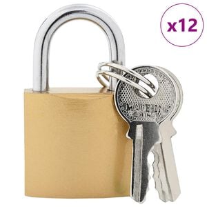 vidaXL U Lock with Keys 12 pcs Brass Iron