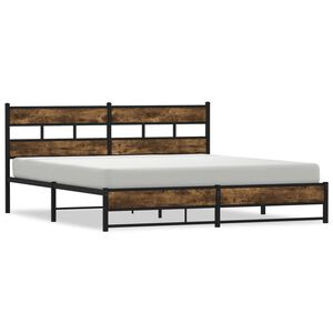 vidaXL Metal Bed Frame without Mattress Smoked Oak 180x200 cm Super King