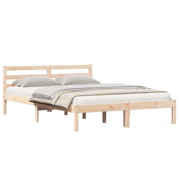 vidaXL Bed Frame Brown 215.5 x 165.5 x 69.5 cm Solid Pine Wood