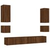 vidaXL 6 Piece TV Wall Cabinets with LED Lights Brown Oak