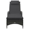 vidaXL Sun Lounger with Wheels Poly Rattan Grey