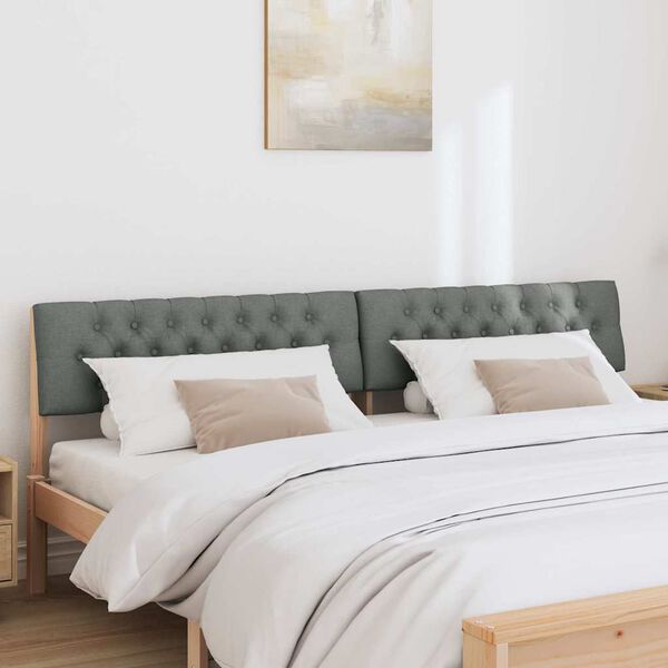 vidaXL Upholstered Headboard Dark Grey 200 cm Solid Pine Wood