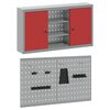 vidaXL Tool Cabinet Set with Shelf 3 pcs Red Powder-Coated Steel