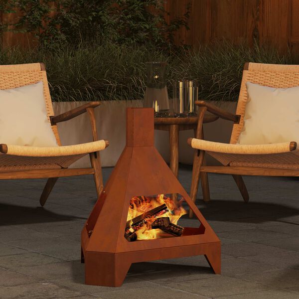 vidaXL Fire Pit Brown 50 x 43 x 52 cm Weathering Steel