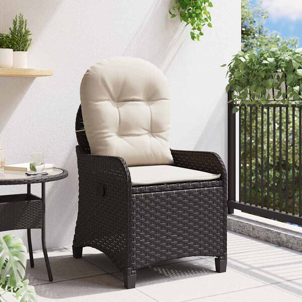 vidaXL Recliner Chair Black 56 x 66 x 95cm Poly Rattan