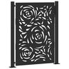 vidaXL Garden Gate Black 100x125 cm Steel Flame Design