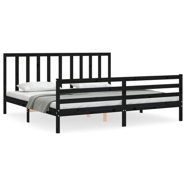 vidaXL Bed Frame without Mattress Black 200x200 cm Solid Wood Pine