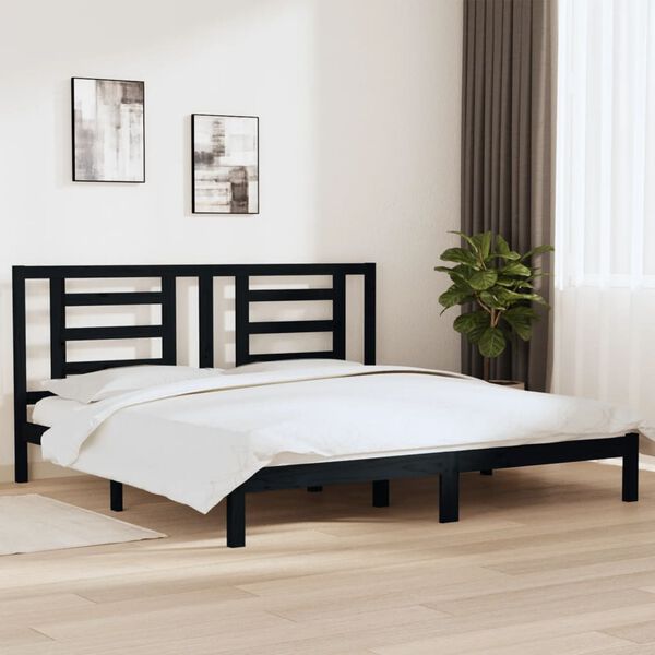 vidaXL Bed Frame without Mattress Black 200x200 cm Solid Wood Pine