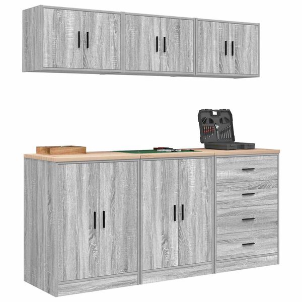 vidaXL Garage Cabinets 6 pcs Grey Sonoma Engineered Wood