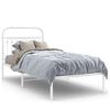 vidaXL Metal Bed Frame without Mattress with Headboard White 90x200cm