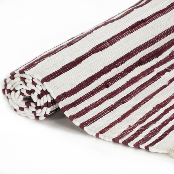 vidaXL Hand-woven Chindi Rug Cotton 120x170 cm Burgundy and White