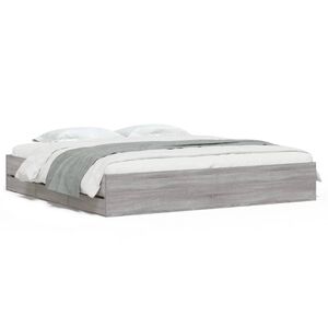 vidaXL Bed Frame with Drawers without Mattress Grey Sonoma 180x200 cm Super King