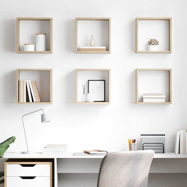 vidaXL Wall Cube Shelves 6 pcs Sonoma Oak 30x15x30 cm