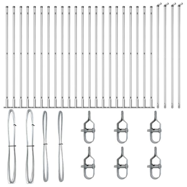 vidaXL Fence Post Other 26 pcs Grey 3.2 x 3.2 x 78.5 cm Steel