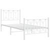 vidaXL Metal Bed Frame without Mattress with Footboard White 75x190cm