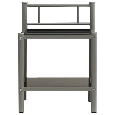 vidaXL Bedside Cabinet Grey and Black 45x34.5x60.5 cm Metal and Glass