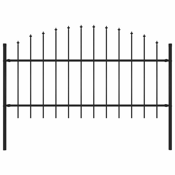 vidaXL Garden Fence with Spear Top Steel 181x125 cm Black