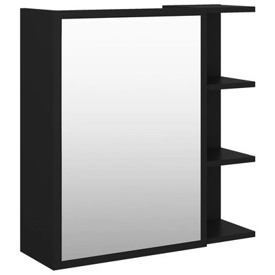 vidaXL Bathroom Mirror Cabinet Black 62.5x20.5x64 cm Engineered Wood