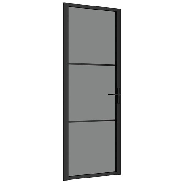 vidaXL Interior Door 76x201.5 cm Black ESG Glass and Aluminium