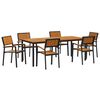 vidaXL Garden Dining Set 7 pcs Black Solid Acacia Wood