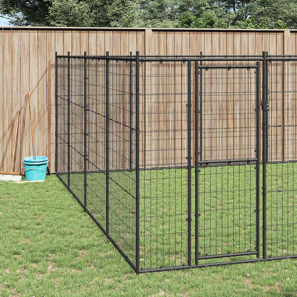 vidaXL Outdoor Dog Kennel Steel 24.2 m²