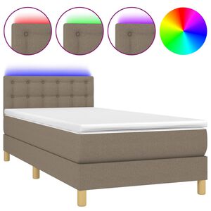vidaXL Box Spring Bed with Mattress&LED Taupe 80x200cm Fabric