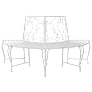 vidaXL Tree Bench 4-Seater 160 x 80 x 89 cm Steel Antique White