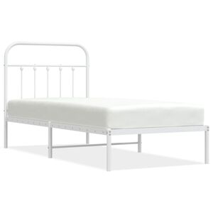 vidaXL Metal Bed Frame without Mattress with Headboard White 90x200cm