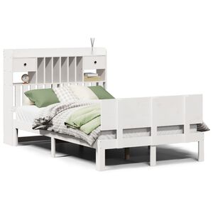 vidaXL Bookcase Bed without Mattress White 135x190 cm Double Solid Wood Pine