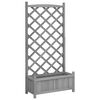 vidaXL Planter with Trellis Grey 75 x 35 x 150 cm Solid Wood Fir