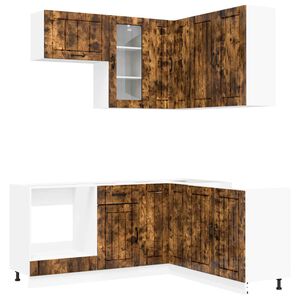 vidaXL Kitchen Unit LUCCA 8 pcs Smoked Oak Engineered Wood