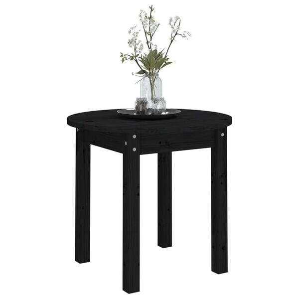 vidaXL Coffee Table Black &Oslash; 45x40 cm Solid Wood Pine