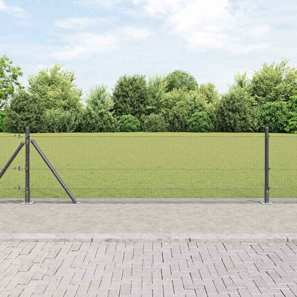 vidaXL Fence Post Grey 10 x 0.4 m (12 x 12 mm mesh) Steel and PVC