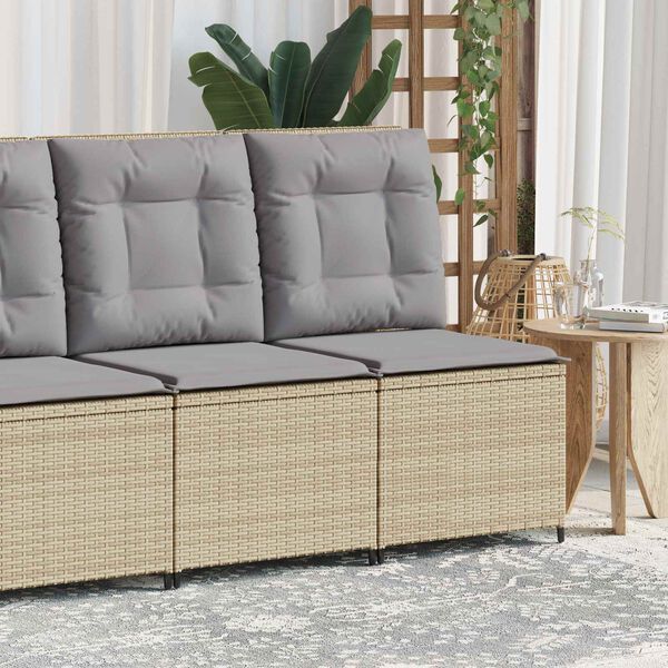 vidaXL Garden Sofa with Cushion Beige Poly rattan