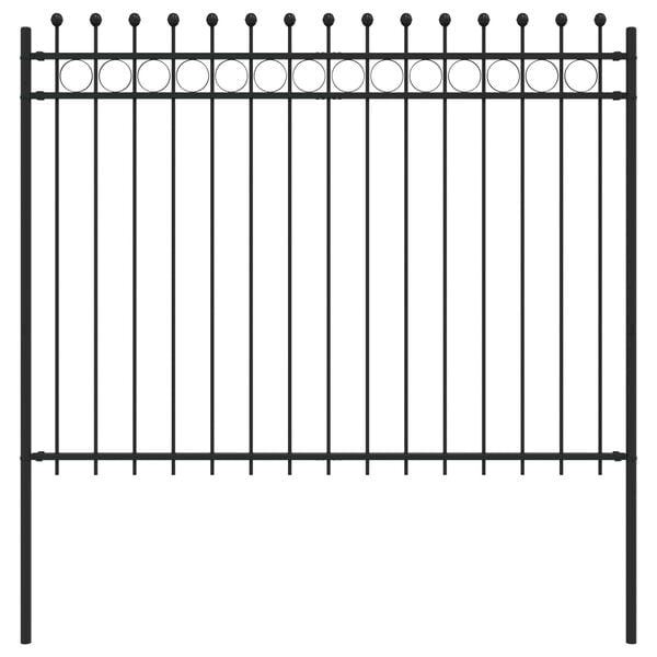 vidaXL Ring Fence Black 200 x 200 cm Powder-Coated Steel