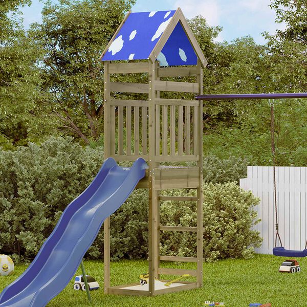 vidaXL Play Tower Brown 52.5 x 85 x 265 cm Solid Impregnated Wood