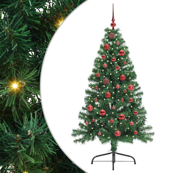 vidaXL Artificial Pre-lit Christmas Tree Green 150 cm PVC