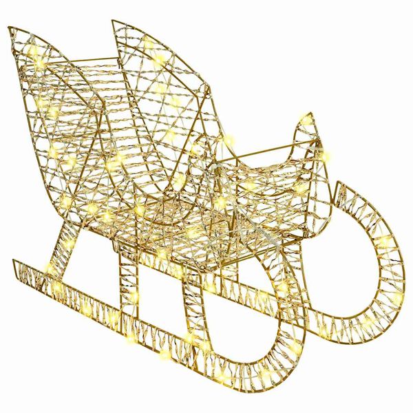 vidaXL Reindeer Pull Sleigh Warm white 70 x 26 x 128.5 cm PET