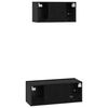 vidaXL TV Cabinet Set Wall-mounted 2 pcs Black Oak Engineered Wood
