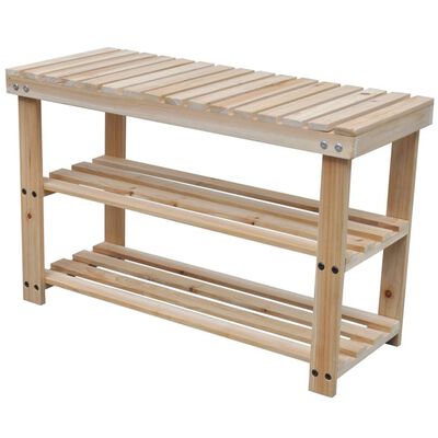 vidaXL 2-in-1 Shoe Rack with Bench Top 2 pcs Solid Wood