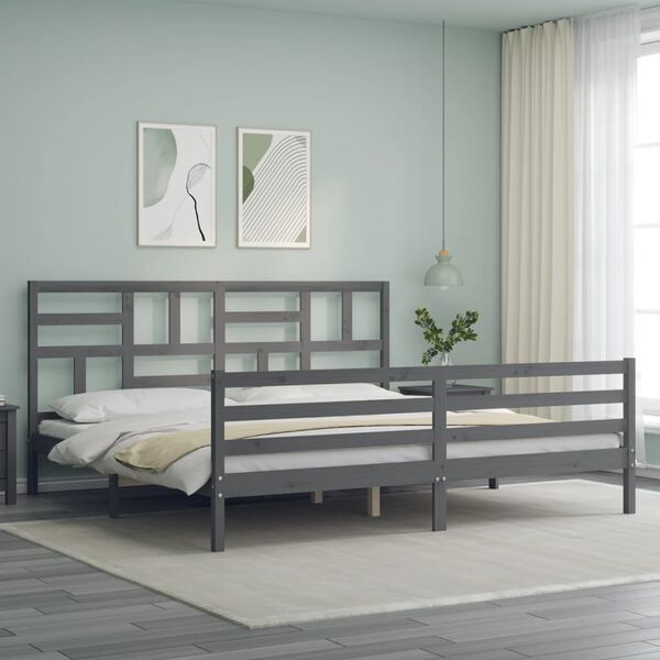 vidaXL Bed Frame without Mattress Grey 200x200 cm Solid Wood