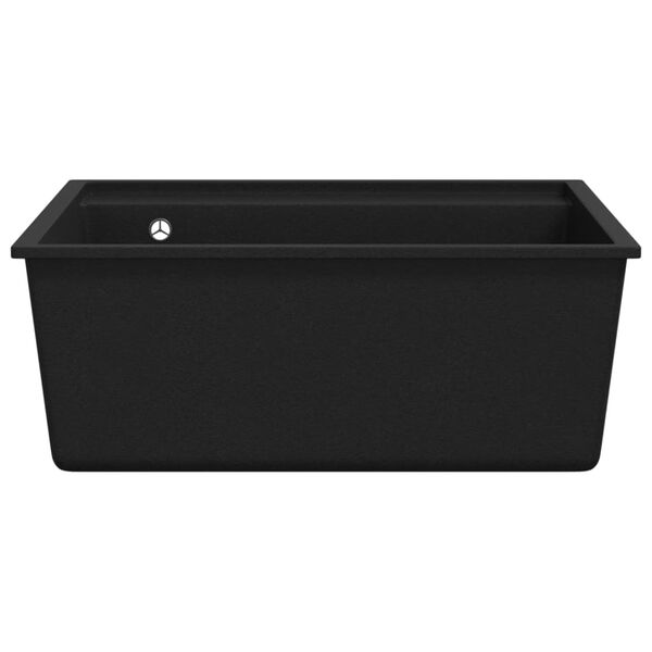 vidaXL Kitchen Sink with Overflow Hole Black Granite